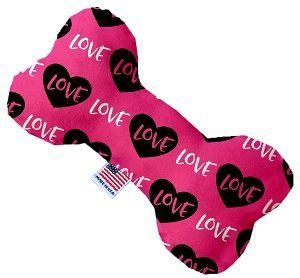 Pink Love Canvas Bone Dog Toy (size: 10 Inch)