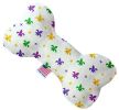 Confetti Fleur de Lis Mardi Gras Canvas Bone Dog Toy