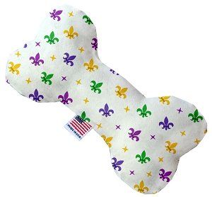 Confetti Fleur de Lis Mardi Gras Canvas Bone Dog Toy (size: 6 Inch)