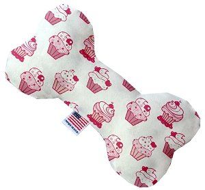 Pink Whimsy Cupcakes Canvas Bone Dog Toy (size: 10 Inch)