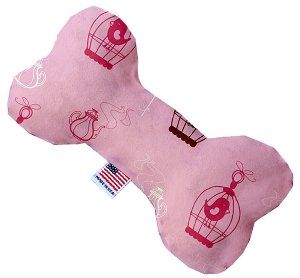 Pink Whimsy Bird Cages Canvas Bone Dog Toy (size: 10 Inch)