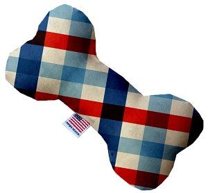 Patriotic Plaid Canvas Bone Dog Toy (size: 10 Inch)