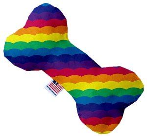 Scalloped Rainbow Canvas Bone Dog Toy (size: 10 Inch)