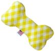Yellow Plaid Canvas Bone Dog Toy
