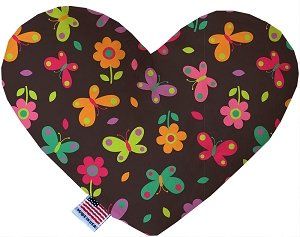 Butterflies in Brown Canvas Heart Dog Toy (size: 6 Inch)