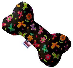 Butterflies in Brown Canvas Bone Dog Toy (size: 10 Inch)