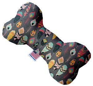 Gray Feathers Wanderlust Canvas Bone Dog Toy (size: 10 Inch)