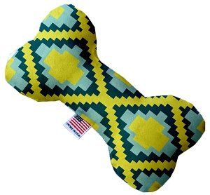 Yellow Southwest Canvas Bone Dog Toy (size: 10 Inch)