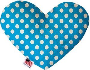 Aqua Blue Swiss Dots Canvas Heart Dog Toy (size: 6 Inch)