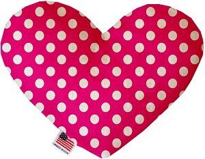 Hot Pink Swiss Dots Canvas Heart Dog Toy (size: 6 Inch)