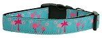 Pink Flamingos Nylon Ribbon Dog Collars (size: medium)