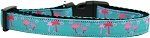 Pink Flamingos Nylon Ribbon Dog Collar