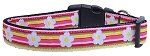 Striped Daisy Ribbon Dog Collars (size: medium)