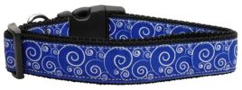 Blue and White Swirly Nylon Ribbon Dog Collars