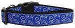 Blue and White Swirly Nylon Ribbon Dog Collars (size: medium)