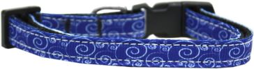 Blue and White Swirly Nylon Ribbon Dog Collar