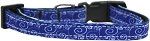 Blue and White Swirly Nylon Ribbon Dog Collar (size: Sm)