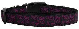 Pink and Black Swirly Nylon Ribbon Dog Collars