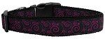Pink and Black Swirly Nylon Ribbon Dog Collars (size: medium)