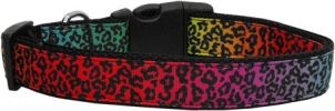 Rainbow Leopard Nylon Ribbon Dog Collars