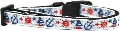 Anchors Away Nylon Ribbon Dog Collar