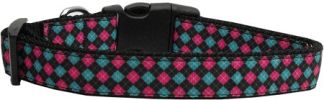 Pink and Blue Plaid Dog Collar