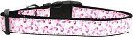Pink Ribbons on White Dog Collar