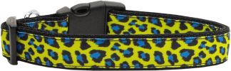 Blue and Yellow Leopard Nylon Dog Collars
