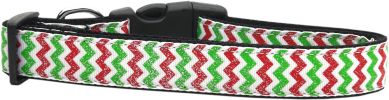 Christmas Sparkle Chevron Nylon Dog Collar