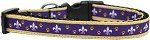 Purple and Yellow Fleur de Lis Nylon Ribbon Dog Collar