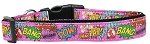 Superhero Sound Effects Pink Nylon Dog Collar (size: medium)
