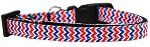 Patriotic Chevrons Nylon Ribbon Dog Collar (size: XS)