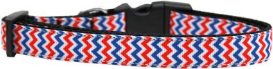 Patriotic Chevrons Nylon Ribbon Dog Collar