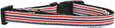Patriotic Stripes Nylon Ribbon Dog Collar