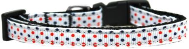 Patriotic Polka Dots Nylon Ribbon Dog Collar
