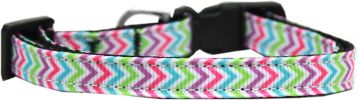 Summer Chevrons Nylon Ribbon Dog Collar