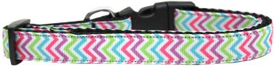 Summer Chevrons Nylon Ribbon Dog Collar