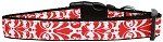 Damask Nylon Dog Collar (size: Medium Red)