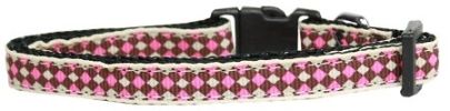 Pink Checkers Nylon Dog Collar