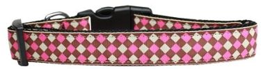 Pink Checkers Nylon Dog Collar