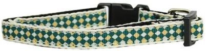 Green Checkers Nylon Dog Collar