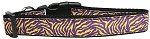 Purple and Yellow Tiger Stripes Nylon Dog Collar (size: Medium Narrow)