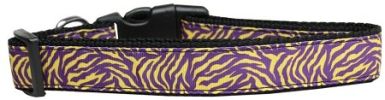 Purple and Yellow Tiger Stripes Nylon Dog Collar