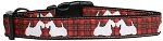 Red Plaid Scottie Pups Nylon Dog Collar