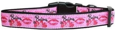 Believe in Pink Nylon Dog Collar