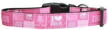 I Heart Pink Nylon Dog Collar