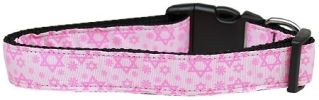 Pink Star of David Nylon Dog Collar