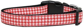 Red Houndstooth Nylon Dog Collar