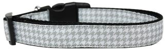 Grey Houndstooth Nylon Dog Collar