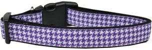 Purple Houndstooth Nylon Dog Collar
